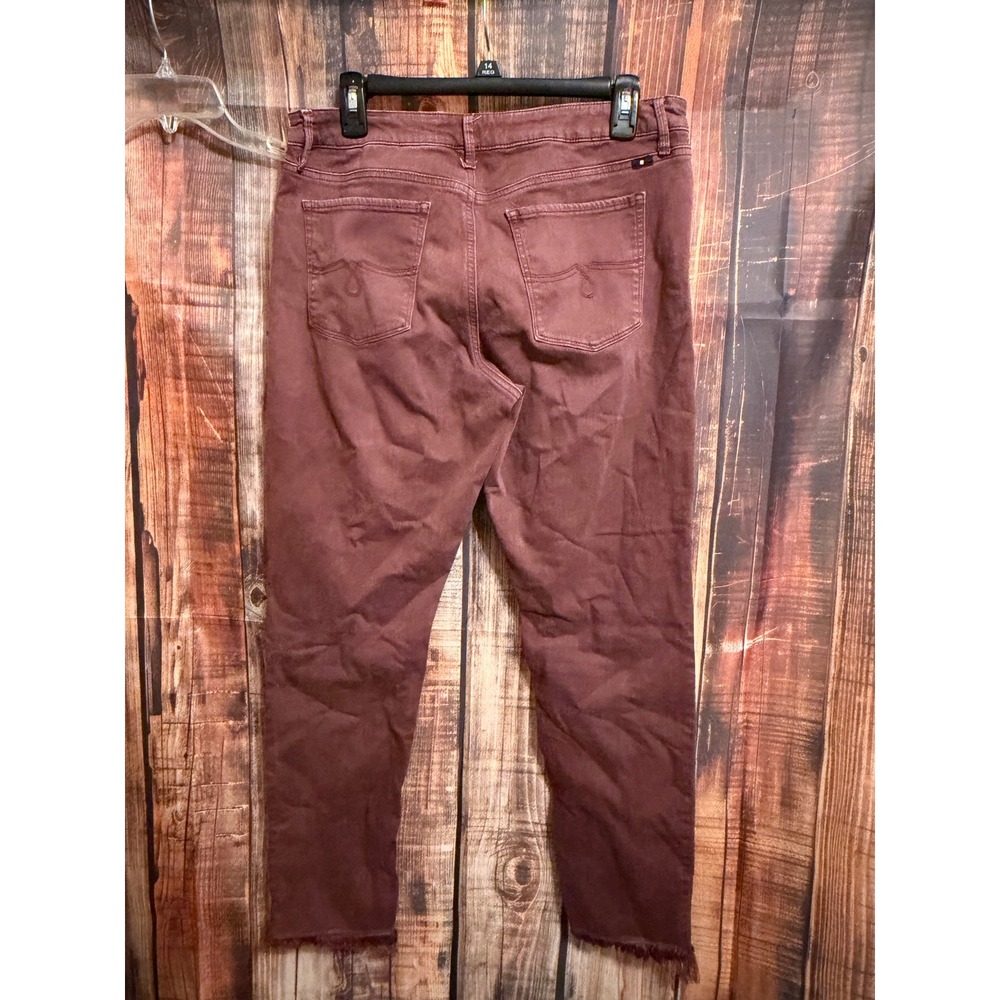 Lucky Brand Bridgette Skinny Jeans Burgundy Raw Hem Size 12/31 High Rise Wine - Picture 2 of 11